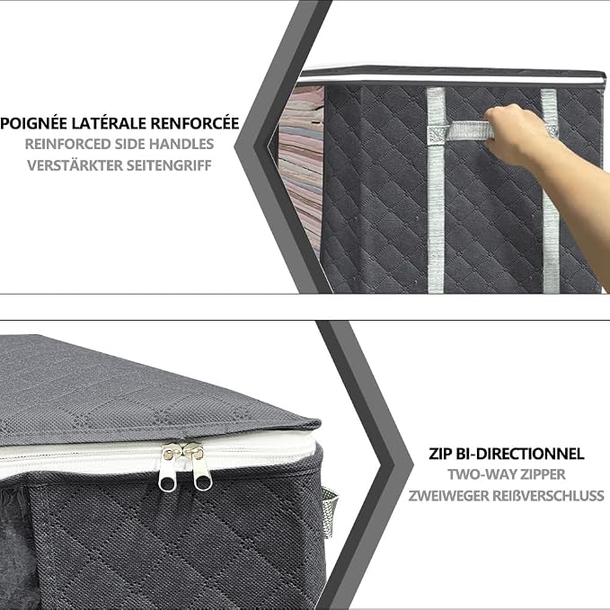 VOUNOT Set of 9 Clothes Storage Bag with Large Capacity Vacuum Bag 3 Foldabale EDENOO Storage bag with Reinforced Handle 3 Vacuum Bags with Hand Pump for Bedding and Clothes - Image 5