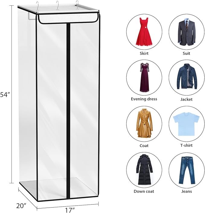 Univivi Clear Garment Bags for Hanging Clothes, 2 Pack Large Clothes Bags for Closet Storage, Premium Hanging Garment Storage Bag for Suits, Coats, Dresses, 54" (Clear) - Image 3