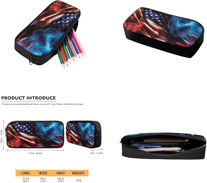 American Flag Backpack for Boys Kids Backpack with Lunch Box Water Bottle Carrier and Soft Pencil Case 4PCS Set Bookbag with Front Pocket for School Teens 17 inch School Bag with Side Pocket - Image 5
