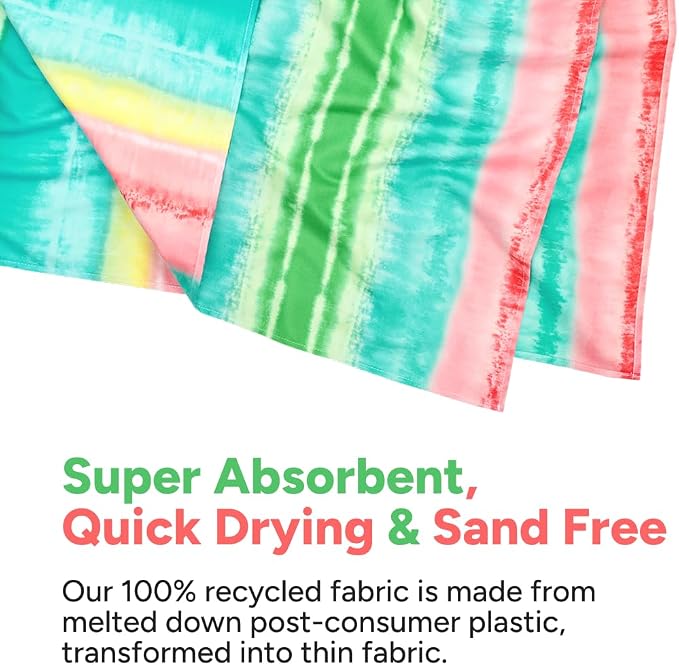Dock & Bay Beach Towel - Quick Dry, Sand Free - Compact, Lightweight - 100% Recycled - Includes Bag - Watermelon Sugar - Large (160x90cm, 63x35) - Image 3