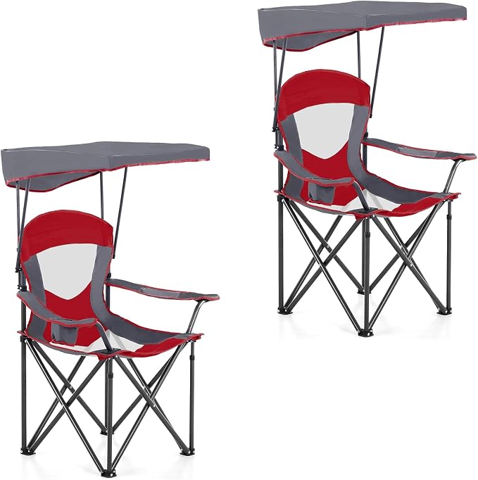 ALPHA CAMP Oversized Camping Chair with Shade Canopy, Folding Lawn Chairs by ALPHACAMP