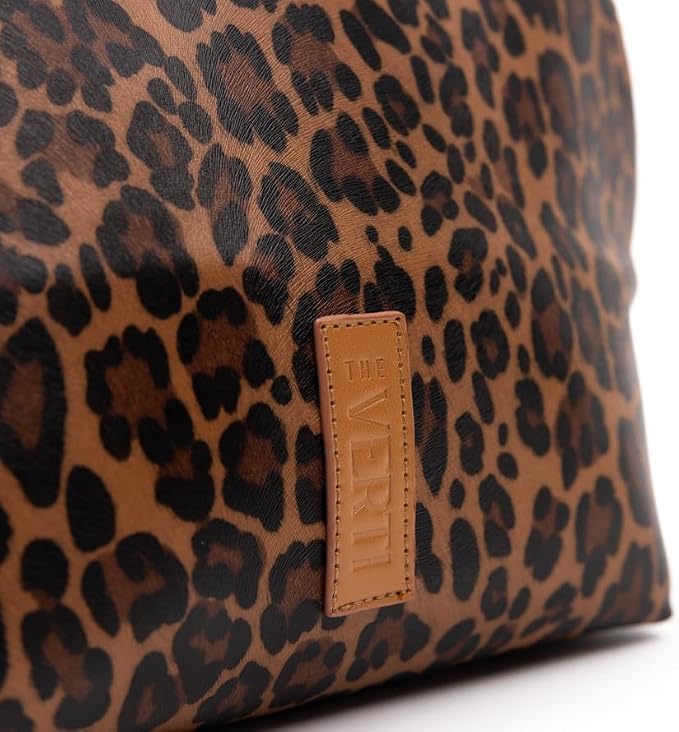 THE VERTI-Vertical Waterproof Makeup & Toiletry Bag | 23-Pocket Organizer with Upright, Fold-Down Design for Skincare, Toiletries & Essentials (Leopard, Large) - Image 7