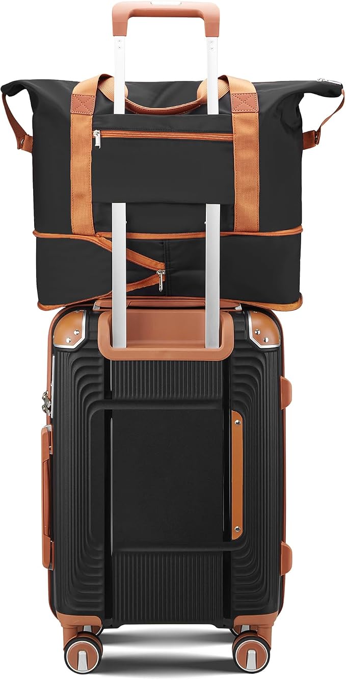 5 Piece Luggage Sets PP Hardshell with Duffel & Toiletry Bag, Carry-on Suitcase Set (20/24/28) with Detachable Spinner Wheels, YKK Zippers & Corner Guards, Lightweight TSA Lock (Black) - Image 8