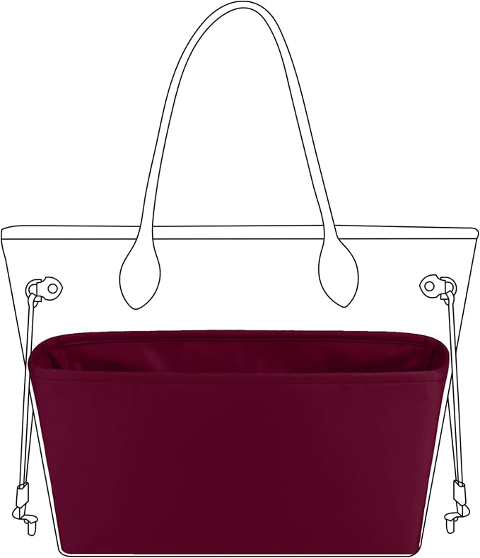 DGAZ Purse Organizer Insert Fits Neverfull-Mini/PM/MM/GM Bags，Silk Bag Organizer，Luxury Handbag & Tote Shaper（MM, Rouge H） by DGAZ
