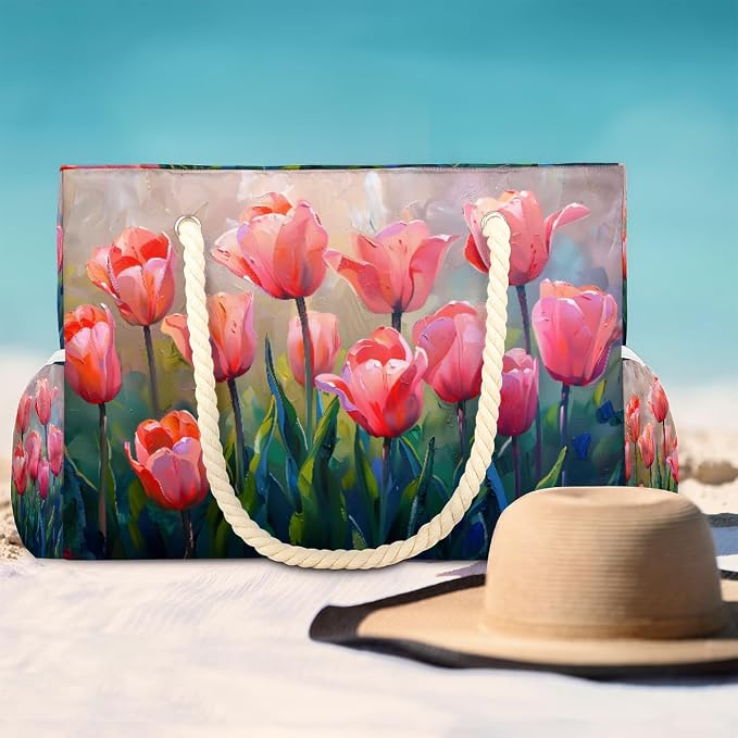 Large Beach Bag with Zipper Beach Bags for Women Water Resistant Swim Pool Bag - Image 2