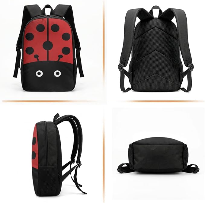 3 in 1 Knapsack Set with Lunch Bag and Pencil Bag, Durable Children’s Ladybug Backpack Set, Lightweight Large School Bag Set for Boys Girls Back to School - Image 7