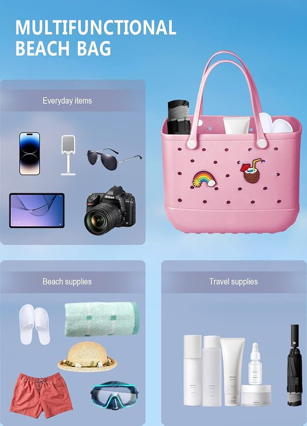Baonat Beach Bag Rubber Tote Bag - Waterproof Travel Bag for Women Washable Tote Bag Handbag for Sports Beach Market Pool - Image 5