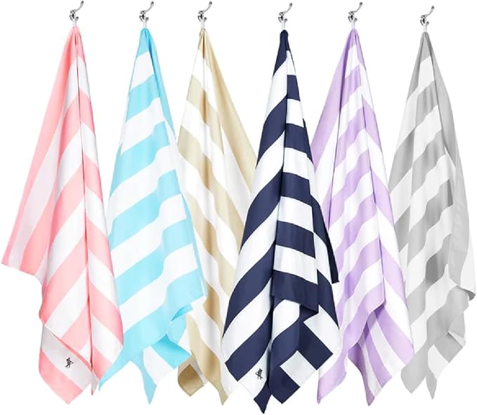 Dock & Bay Beach Towel - Quick Dry, Sand Free - Compact, Lightweight - 100% Recycled - Includes Bag - Cabana - Set of 6 - Large (160x90cm, 63x35) by DockBay