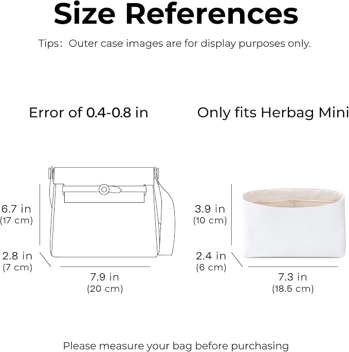 Purse Organizer Insert for HERMES Herbag 20 Mini Handbag,Custom Fit Inside Premium Craie Lightweight WaterResistant Tote Bag Insert Accessories - Image 2