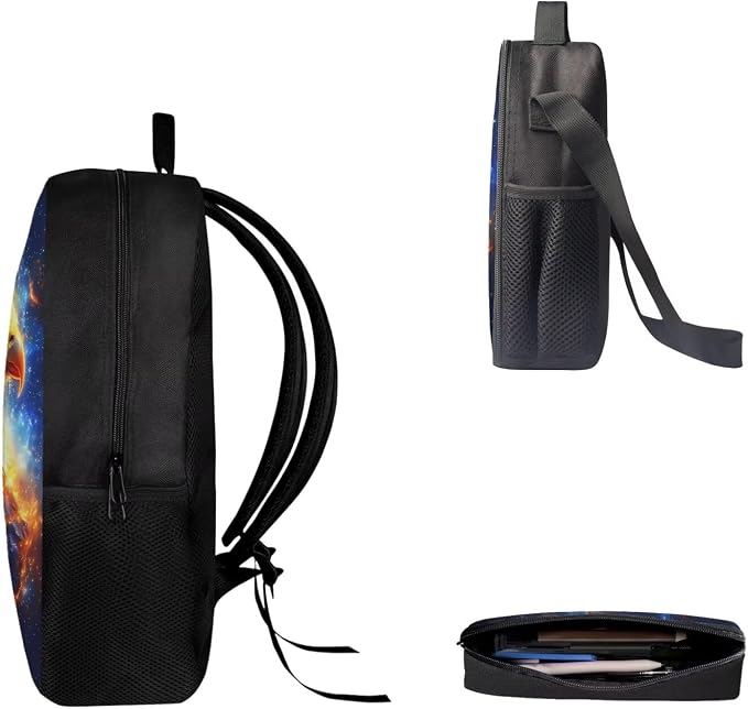 Mumeson Eagle Flame 3 in 1 Backpack for Students,Lightweight School Bags Rucksack Large Bookbags Backing to School Daypack Insulated Lunch Tote Bag with Pencil Case Pouch Storage - Image 3