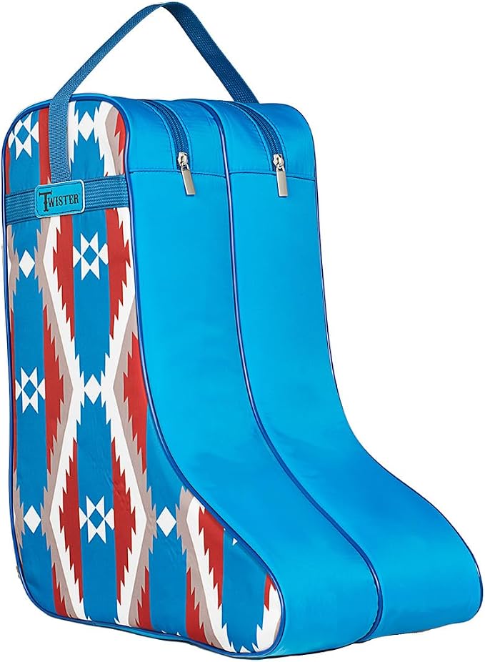M&F Western Products TWISTER Boot Bag with Vibrant Side Panel Design, Durable Footwear Carrier with Nylon Handles and Gussets, Southwestern Red White Blue Design by MFWestern
