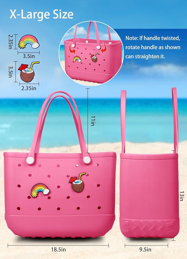 Baonat Beach Bag Rubber Tote Bag - Waterproof Travel Bag for Women Washable Tote Bag Handbag for Sports Beach Market Pool - Image 2