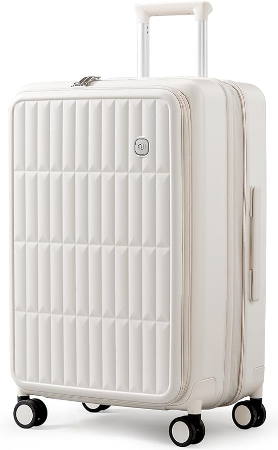 Expandable Top Open 28 Inch Checked Luggage with Spinner Wheels, Large Suitcase with TSA Lock, Hardside Travel Luggage Suitcases for Men Women, for 25+Days Travel, Coconut White by AJIVALUESTYLISHQUALITY