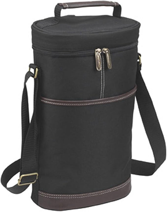 Picnic at Ascot - Insulated 2 Bottle Travel Wine Tote with Corkscrew & Shoulder Strap -Black by PicnicatAscot