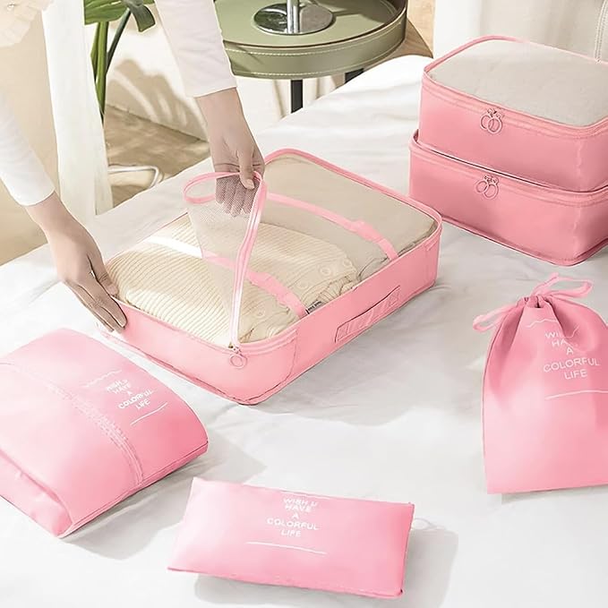 Packing Cubes for Suitcase,Lychico 9pcs Travel Luggage Packing Organizers Waterproof Travel Essentials Bag Clothes Shoes Storage Bags, Pink - Image 6