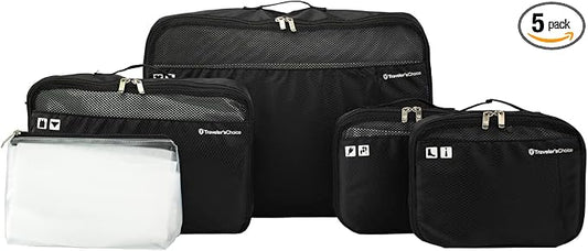 Traveler's Choice Cloverland Packing Cubes 5 Piece Set, Black by TravelersChoice