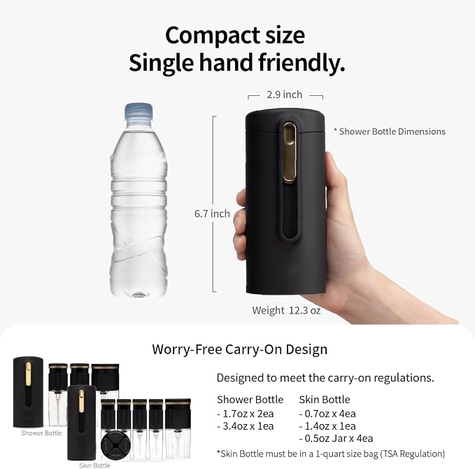 BREEDEN Travel Bottles for Toiletries, Bottle Set (Shower Bottle + Skin Bottle), TSA Approved Leak-Proof Refillable Containers for Shampoo, Body Wash, Skincare & Cream, Travel & Gym (White) - Image 4