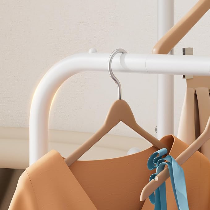SINGAYE Wardrobe Standing Closet Clothing Rack With Shelf Hanging Clothes | Wardrobe Open Compact Small Metal Garment Hanger Stand Alone Free Standing Black Closet Rack Storage Organizer Heavy Duty - Image 8
