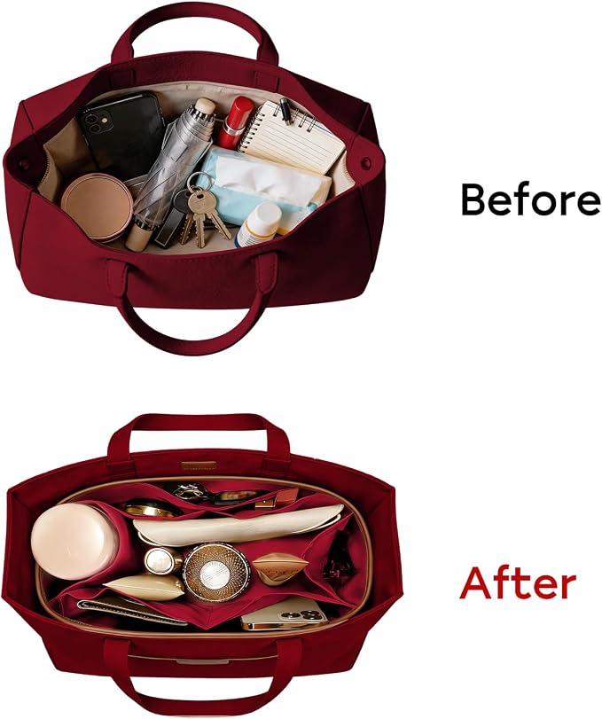 GIVLEFLY Purse Organizer Insert for Tote Bag, 14.5 Inch Satin Bag Organizer, Multi Pocket Handbag Organizer for Everyday Totes - Image 6