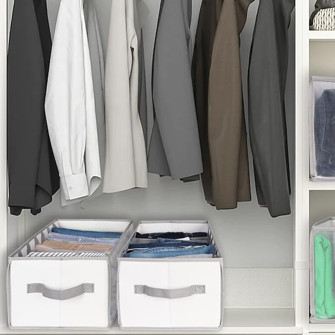 Univivi Clothes Drawer Organizer Wardrobe Clothes Organizer for Folded Clothes, 7 Grids Upgraded Large Capacity Drawer Organizers for Jeans, Pants, Sweaters, T-Shirt, Underwear - Set of 2 - Image 5