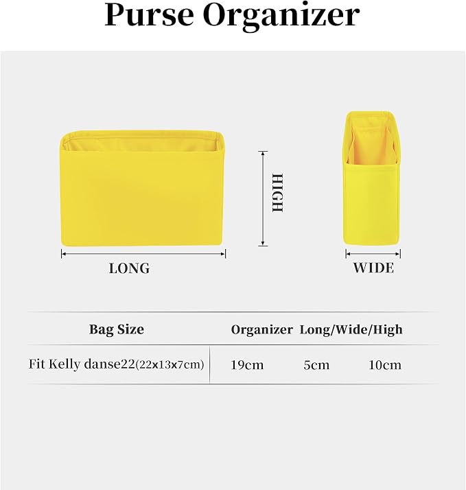 Women's Purse Organizer Insert - Satin & Lightweight Fabric with Inside Pockets, Portable for Commute, Travel, Shopping, and Evening, Multicolor Options, Fits for Kelly Danse(Lime,Danse 22) - Image 7