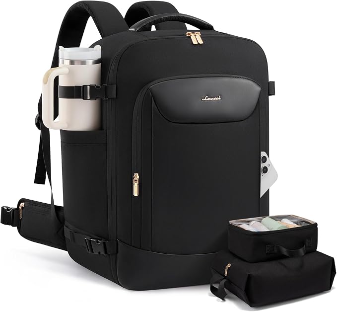 LOVEVOOK 56L Travel Backpack for Women Men with Load-Lifting Waist Belt, Medium Checked Backpack for Airplanes fits 18" Laptop, Waterproof Large Backpack Airline Approved with 2 Packing Cubes by LOVEVOOK