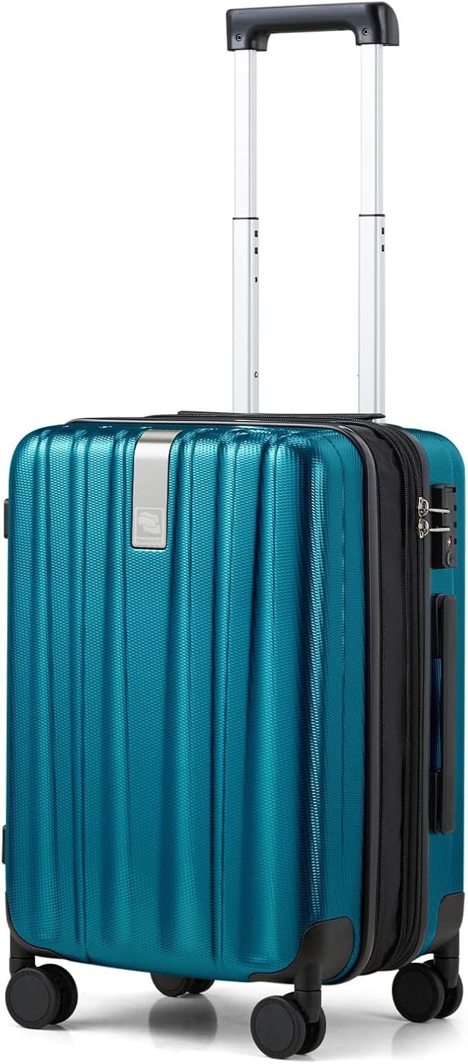 Hanke 20 Inch Expandable Carry on Luggage 22x14x9 Airline Approved Lightweight PC Hard Shell Suitcases with Wheels Tsa Luggage Rolling Suitcase Travel Luggage Bag for Weekender(Caribbean Blue) by Hanke