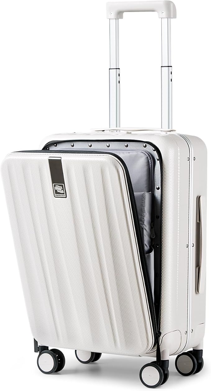 Hanke 20 Inch Carry On Luggage Hard Shell Suitcases with Wheels Luggage Suitcase Travel Luggage for Women Men Rolling Luggage Bags for Business Trip Weekender-Ivory white by Hanke