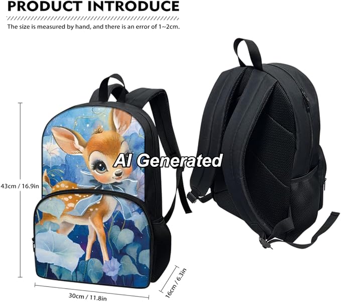 Deer Girls Schoolbag 3Pcs Kids Backpack Set for School Girls 1 Grade Elementary Kindergarten Preschool School Bag with Lunch Box and Pencil Bag - Image 3
