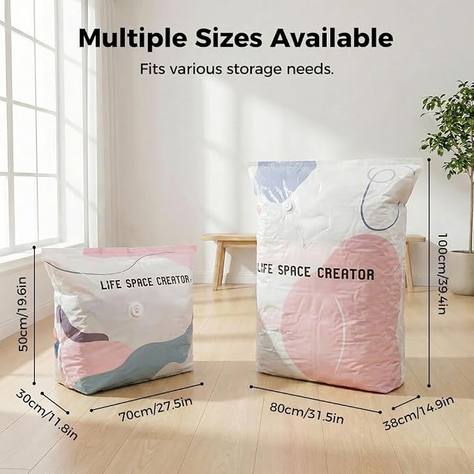 No Pump Vacuum Storage Bags, Large 3D Space Saver Compression Bags with Airtight Valve, Reusable Cube Storage Bags for Clothes, Comforters, Blankets, Bedding and Travel Organization (3, 31.5 * 39.4) - Image 2