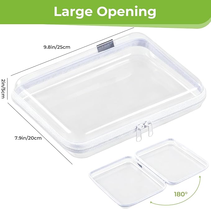 UFORU 6 Pack Clear Hard Shell Zipper Case, Diaper Bag Organizer Pouches for Travel, Heavy Duty Clear Makeup & Toiletry Bags, Hard Plastic Cosmetic Toy Organizer Pouch for Daily Essentials, Large - Image 8