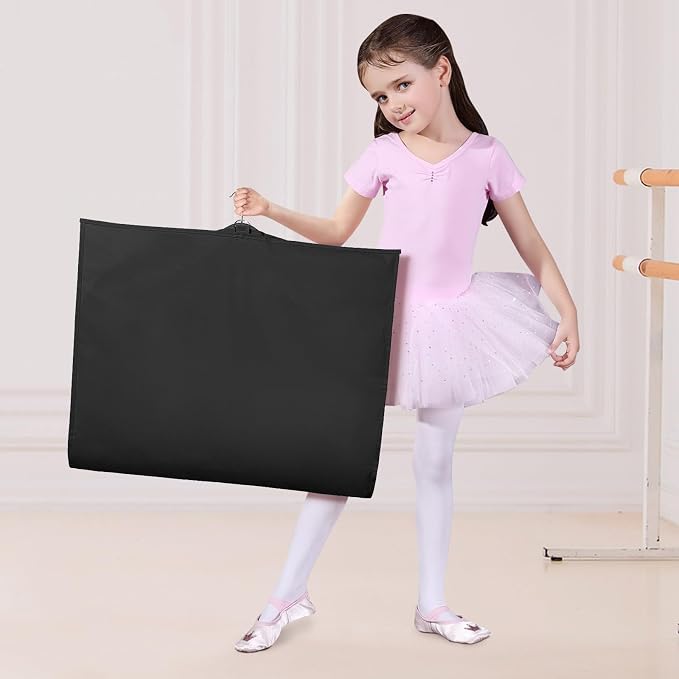 Univivi Dance Costume Bags Garment Bag 40 Inch Hanging Clothes for Dance Competitions, with 3 Medium Clear Zipper Pockets for Dance Costumes, Closet Storage(Clear Black) - Image 6