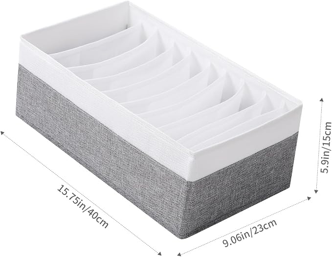 4 Packs T-shirt Drawer Organizers for Clothing,10 Grids Compartment Wardrobe Storage Box, Clothes Organizer for Folded Clothes, T-shirt, Legging-15.75''x9.06''x5.91''-GreyWhite - Image 2