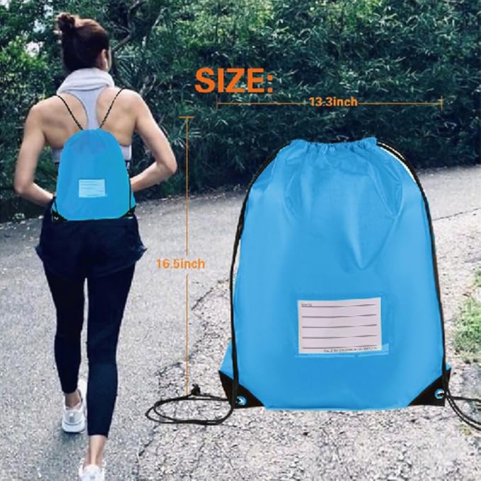 CODOBON 30 Pack Drawstring Bags,Bulk Draw String Backpack, DIY Gym Sports Cinch Bag Sackpack for Women Men, Sky Blue - Image 5