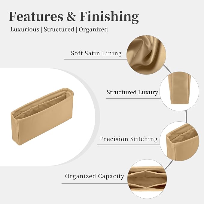 Purse Organizer Insert, Silky-Soft Lightweight Design, Multi-Pocket, Keeps Bag Organized & Protects Interior, Fits Chanel Classic Flap Mini, Ideal for Travel & Daily Use(Chai, CF Mini 20) - Image 6