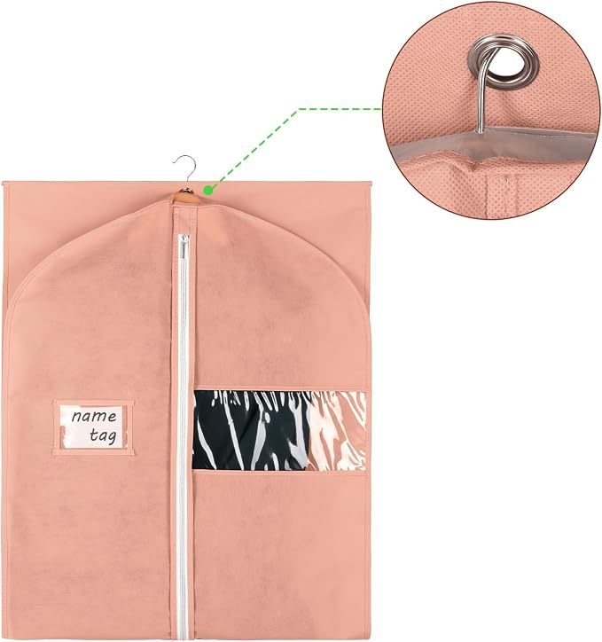 KEEGH Garment Bags for Hanging Clothes 60" (Set of 6) Dress Garment Bags for Storage Suit Bags for Closet with Zipper and Eye-Hole for Folding for Suit Coats Dresses, Pink - Image 5