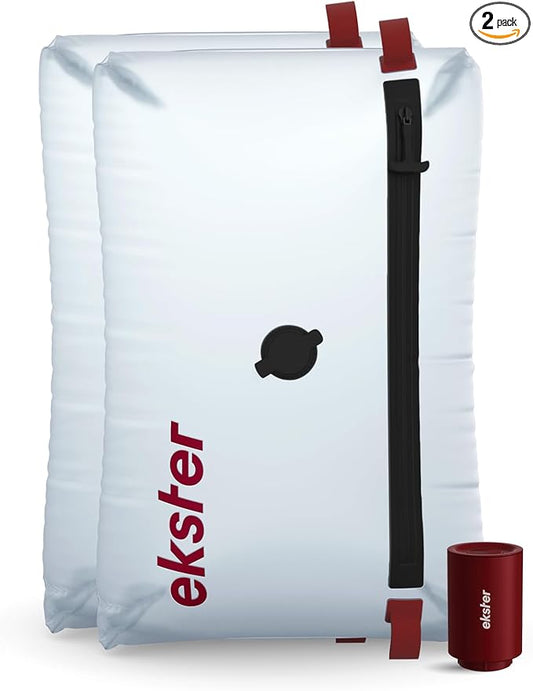 Ekster TravelPack Vacuum Kit Plus – Vacuum Seal Bags for Clothing Travel with Electric Air Pump, Compression Packing Cubes Alternative, Space Saver, Fits 10+ Days | Travel Essentials 2026-2 Pack by ekster