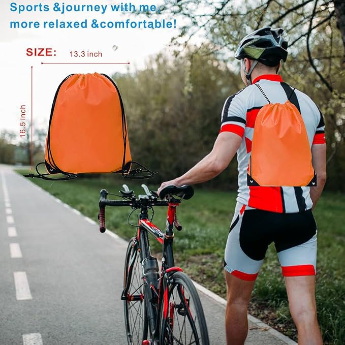 Drawstring Backpack Bulk 50 packs Draw String Backpack Bags DIY Gym Sports trip Traveling Yoga ride Pedestrianism Cinch Bag Sackpack Drawstring (orange) - Image 5