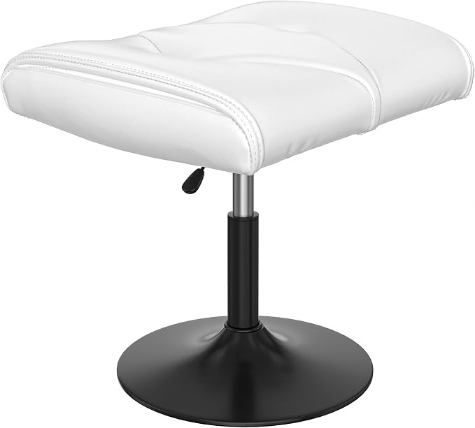 VECELO Foot Rest Under Desk Ottoman, PU Height Adjustable Footrest with Comfort Padding, Leg Rest for Desk for Relieving Leg Pain, Stiffness, and etc, White by VECELO