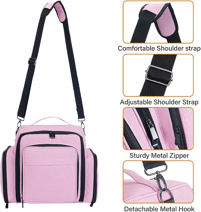 Nail Polish Organizer Case Hold 60 Bottles with 2 Detachable Bag,Pink | Portable Travel Storage Box Designed for Women's Nail Tools, Essential Oils and Cosmetics Sets - Image 5