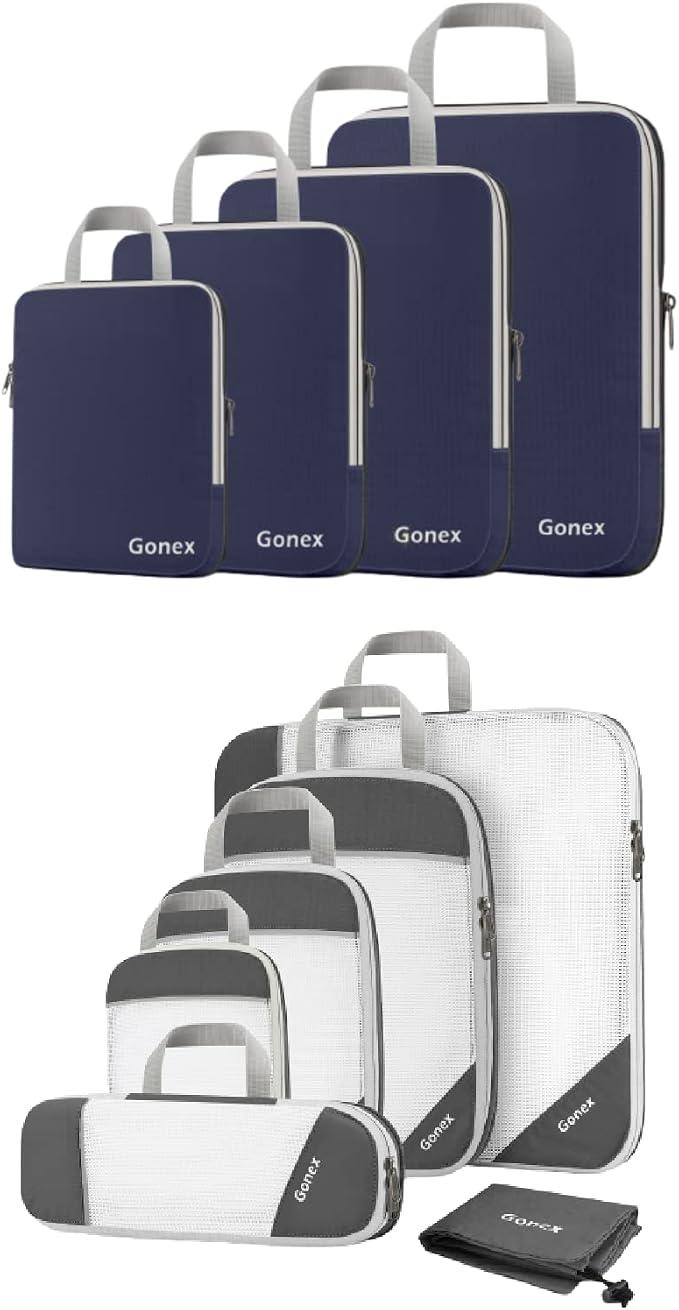 Gonex 4 Set Compression Packing Cubes with 6 Set Compression Packing Cubes，Mesh Packing Organizers by Gonex