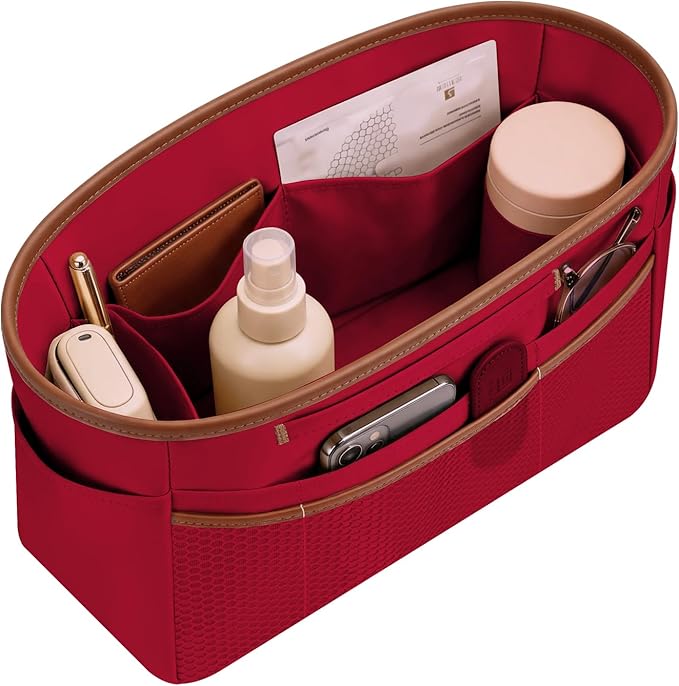 GIVLEFLY Purse Organizer Insert for Tote Bag, 12.99 Inch Satin Bag Organizer, Multi Pocket Handbag Organizer for Everyday Totes by GIVLEFLY