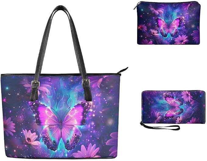 Women Purse Handbags Wallet Sets Leather Shoulder Tote Bag for Women,Top Handle Purse with Wrist Wallet Bag - Image 3