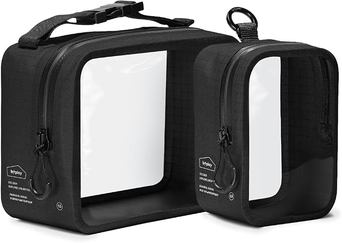 bitplay AquaSeal Waterproof 2 Pcs Storage Pouch Set, 500ml + 1500ml Reusable Dry Bags, IPX8 Certified Airtight Zippers, TPU Travel Organizer for Hiking, Beach, Camping, and Outdoor Gear, Black by bitplayInc