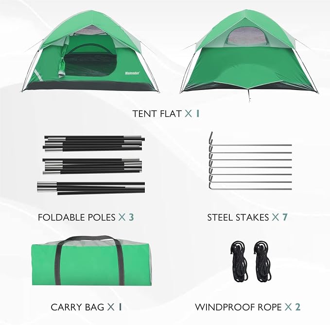 Camping Tent, Waterproof 2/3/4 Person Tents for Camping, Lightweight Easy Set Up Outdoor Hiking Tent Backpacking Tent with Carry Bag, Backpack Tent Suit for Family Beach Hiking Travel - Image 6