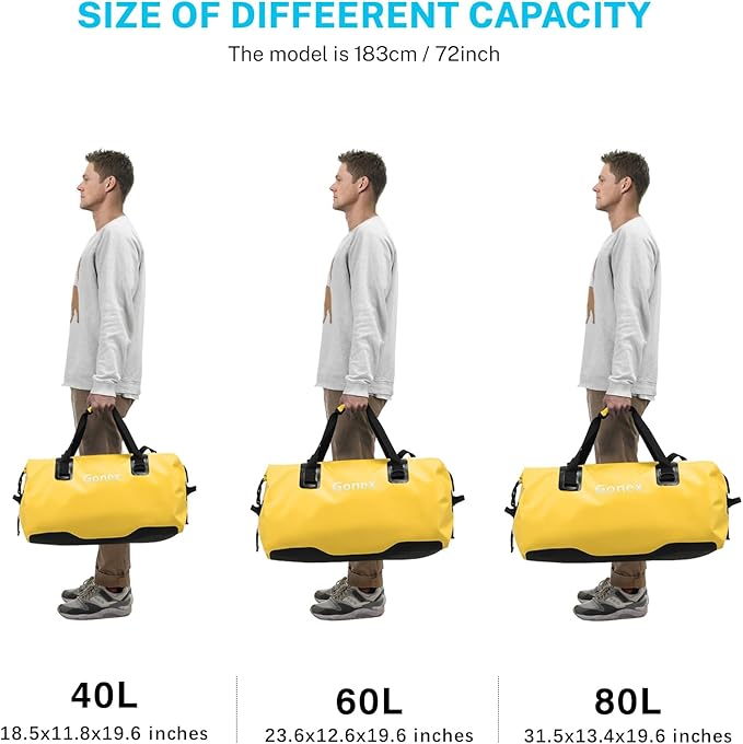 Gonex Extra Large Waterproof Dry Duffel Bag, Roll-Top PVC Gear Bag | Waterproof PVC, Roll-Top Closure, Wet Pocket, Shoulder & Hand Carry, Kayaking, Paddleboarding, Travel - Image 5