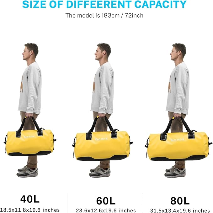 Gonex Extra Large Waterproof Dry Duffel Bag, Roll-Top PVC Gear Bag | Waterproof PVC, Roll-Top Closure, Wet Pocket, Shoulder & Hand Carry, Kayaking, Paddleboarding, Travel - Image 5