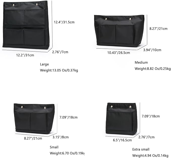 Lightweight Handbag Organizers Insert with Multiple Pockets - Handbag Organizer for Storage and Organization, Cosmetic Bag (Nylon-black,L) - Image 2
