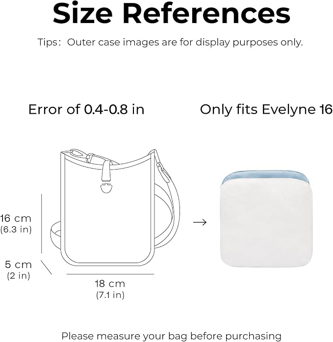 Purse Organizer Insert for HERMES Evelyne 16 Handbag, Custom Fit Inside Premium Celeste Lightweight WaterResistant Tote Bag Insert - Image 2