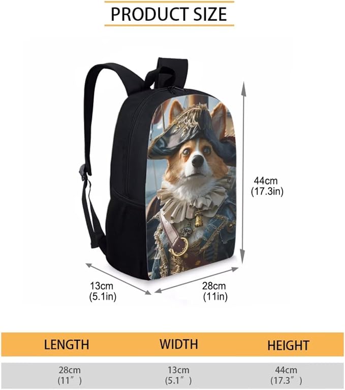 17 Inch Animal Print School Backpack And Lunch Box Set for Kids Lightweight Funny Corgi Backpack for Boys Girls Sturdy School Bag with Insulated Lunchbox Pencil Case Student Bookbag - Image 7